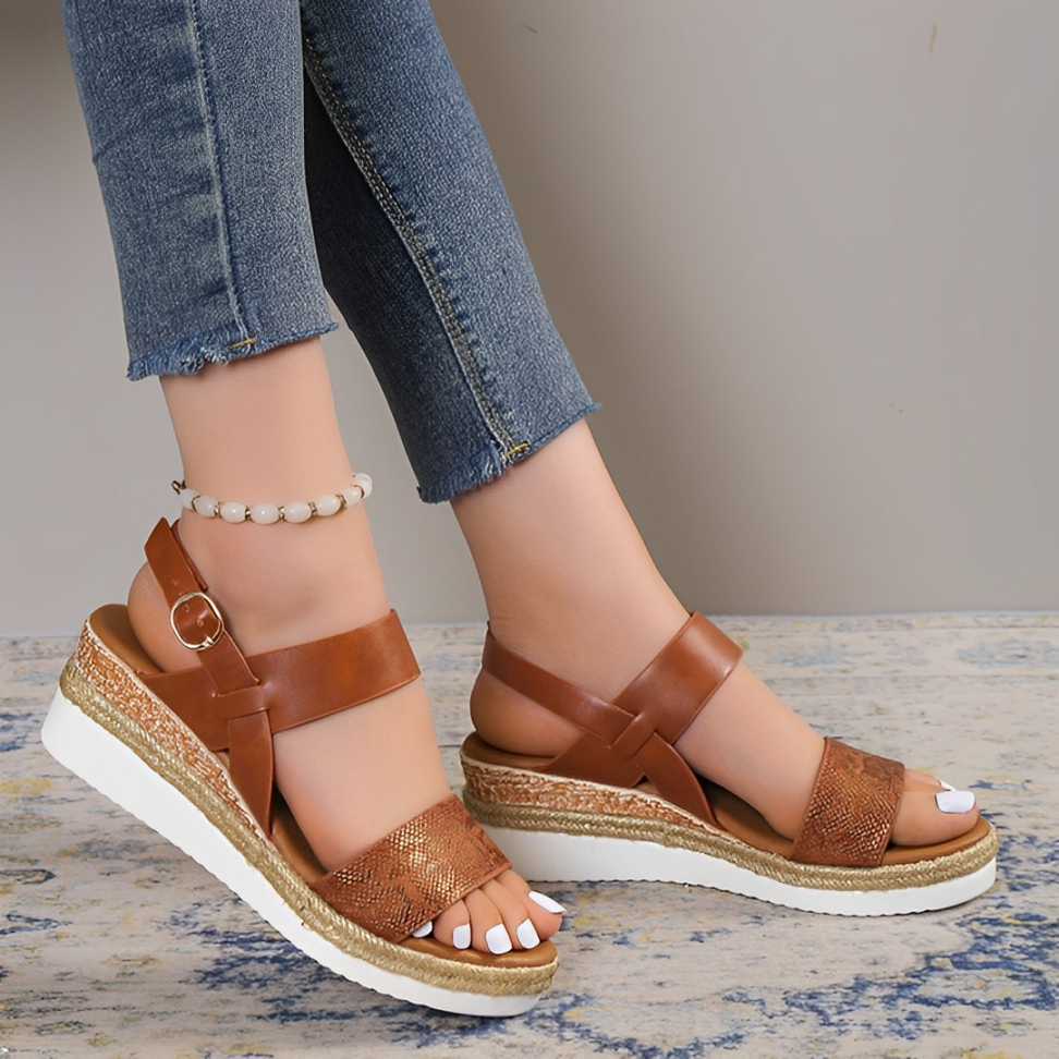 OCW Women Orthopedic Wedge Sandals Arch-support Comfortable Summer Casual Beach Walking Snake Pattern