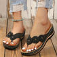 OCW Women Orthopedic Shoes Comfort Leather Flat Floral Summer Flip-flops
