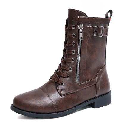 OCW Women Orthopedic Boots Waterproof Leather Warm Mid-calf Side Zipper Winter Walking