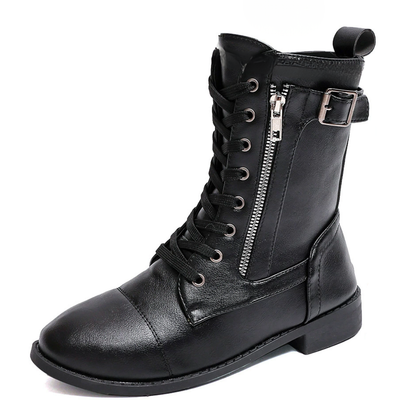 OCW Women Orthopedic Boots Waterproof Leather Warm Mid-calf Side Zipper Winter Walking