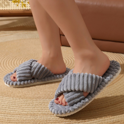 OCW Women Slippers Corduroy Comfortable Winter Fluffy Home Sandals Indoor Non-slip