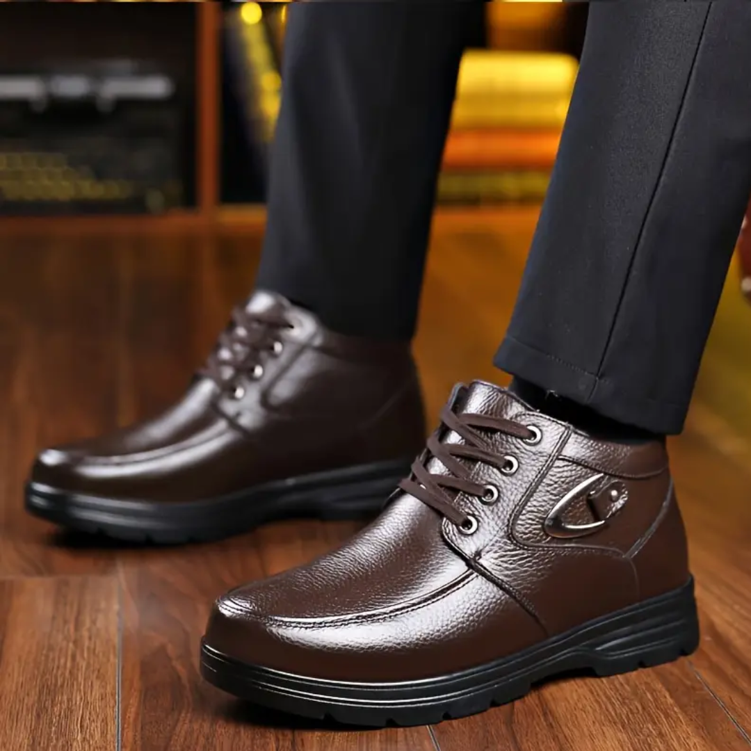 OCW Men Orthopedic Boots Warm Comfortable Waterproof Leather Ankle Winter Walking