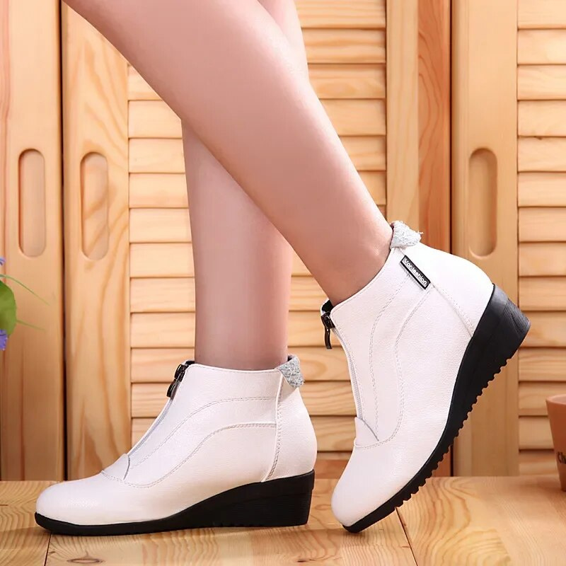 OCW Orthopedic Boots for Women Soft Leather Warm Plush Winter Boots