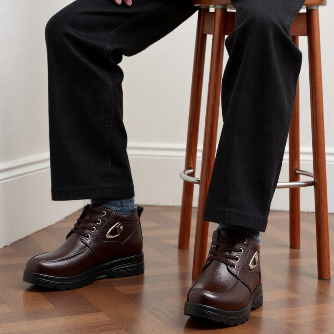 OCW Men Orthopedic Boots Warm Comfortable Waterproof Leather Ankle Winter Walking