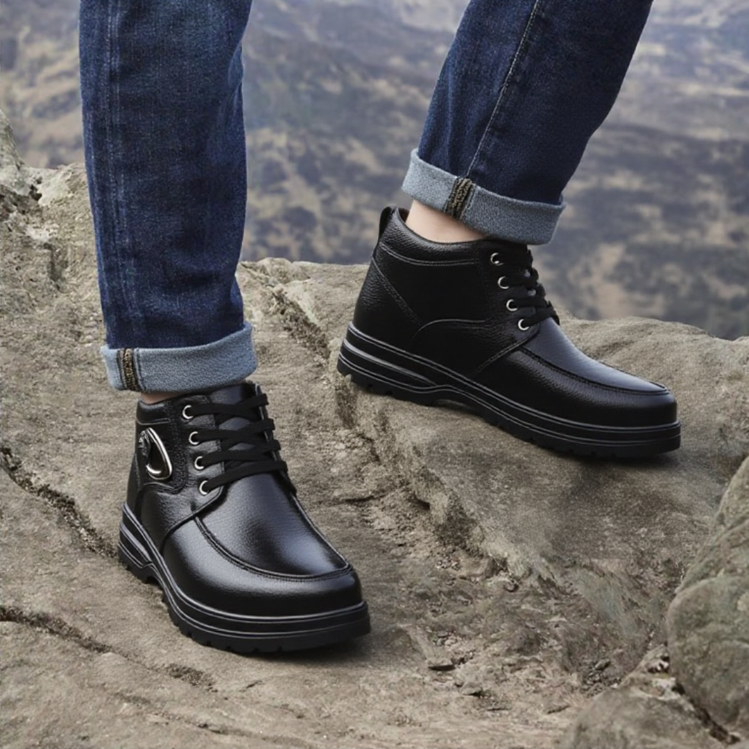 OCW Men Orthopedic Boots Warm Comfortable Waterproof Leather Ankle Winter Walking