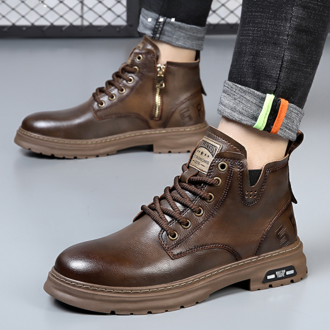 OCW Men Orthopedic Boots Comfortable Waterproof Casual Leather Non-slip Fashion Zipper