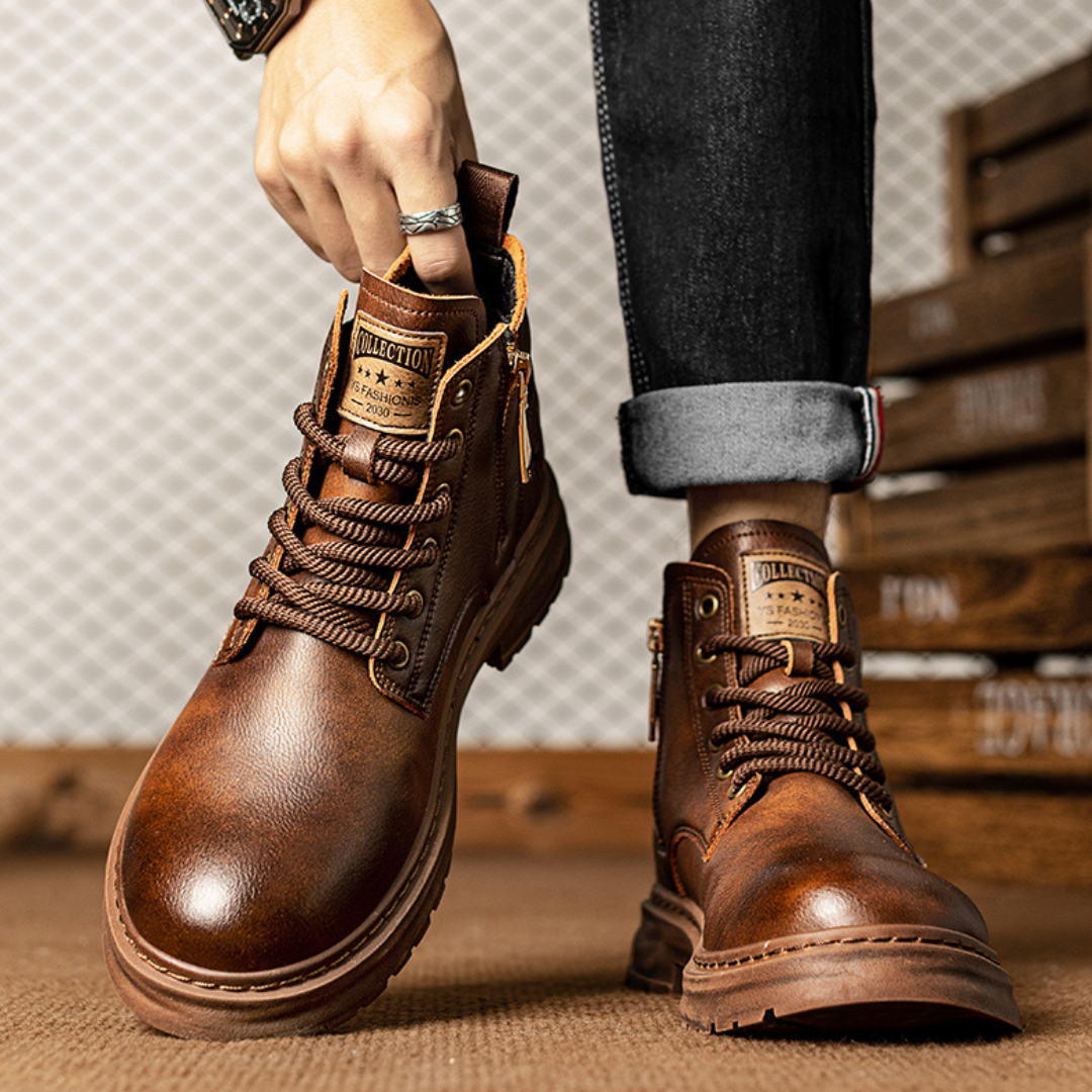 OCW Men Orthopedic Boots Comfortable Waterproof Casual Leather Non-slip Fashion Zipper