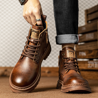 OCW Men Orthopedic Boots Comfortable Waterproof Casual Leather Non-slip Fashion Zipper