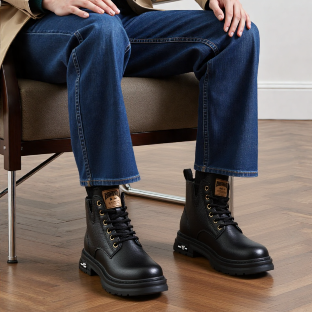 OCW Men Orthopedic Boots Comfortable Waterproof Casual Leather Non-slip Fashion Zipper