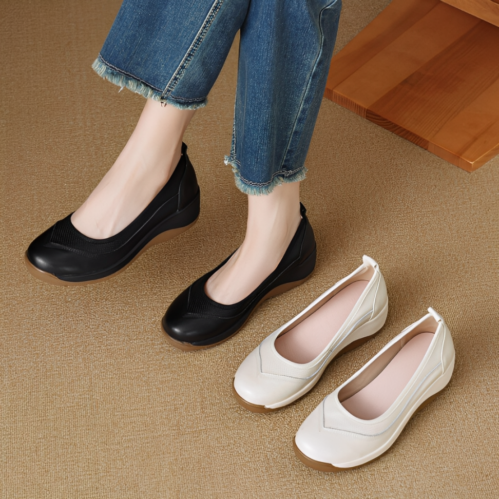 OCW Women Orthopedic Shoes Arch-support Comfortable Hands-free Graceful Leather Dress Shoes