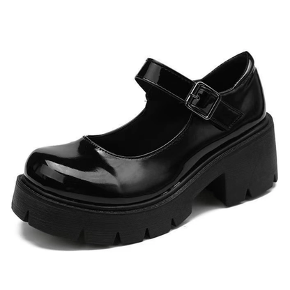 OCW Women Shoes Mary Jane Comfortable Leather Buckle Height Increased Walking