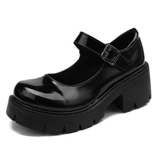 OCW Women Shoes Mary Jane Comfortable Leather Buckle Height Increased Walking