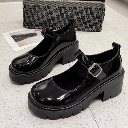 OCW Women Shoes Mary Jane Comfortable Leather Buckle Height Increased Walking