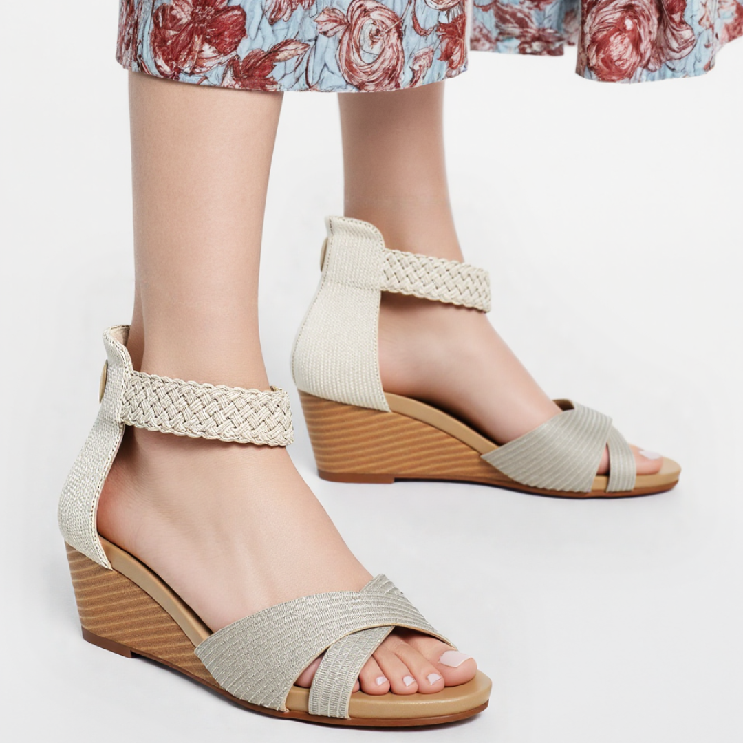 OCW Women Wedge Sandals Comfortable Arch-support Sparkling Glitter Summer Beach Elegant Design OCWShoes