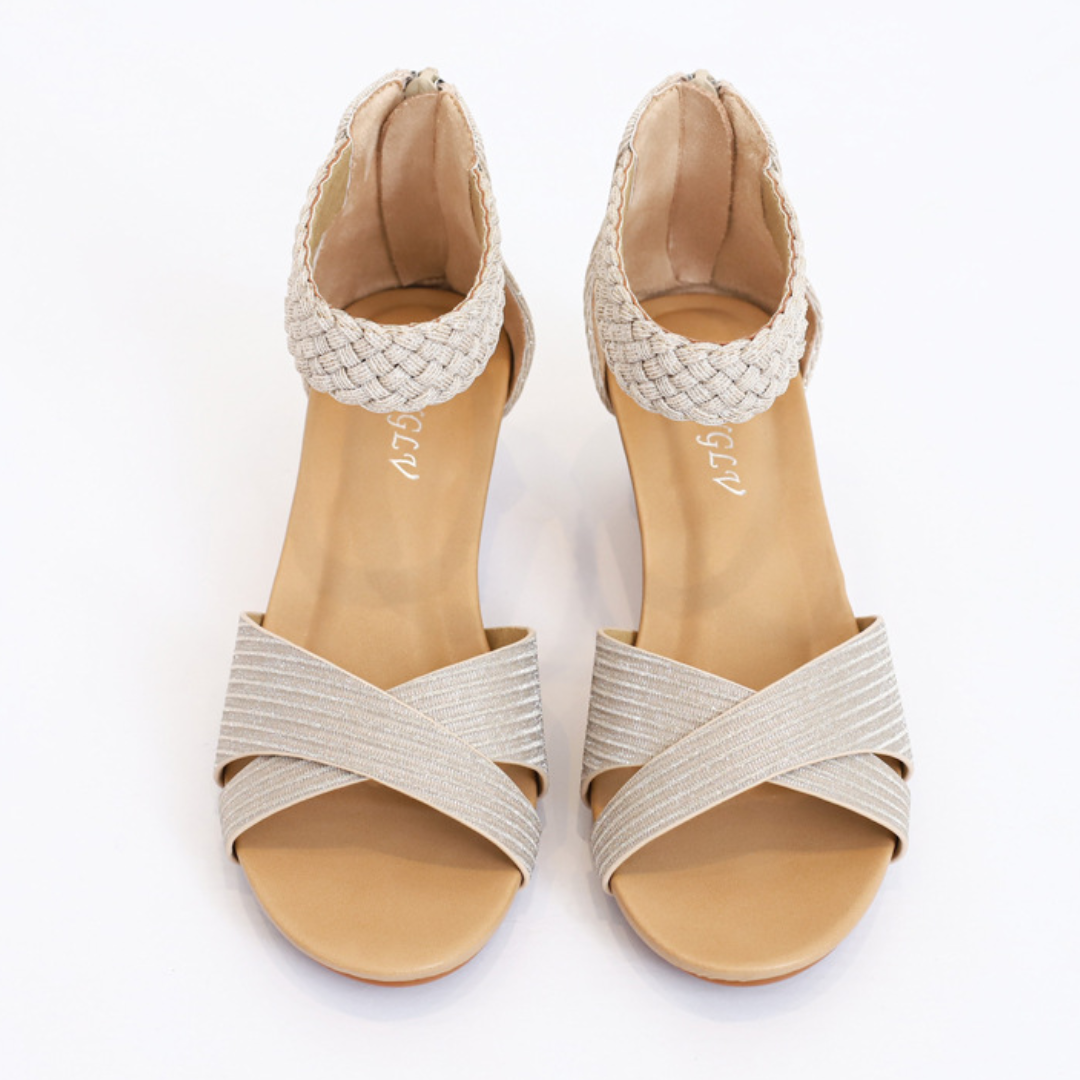 OCW Women Wedge Sandals Comfortable Arch-support Sparkling Glitter Summer Beach Elegant Design OCWShoes