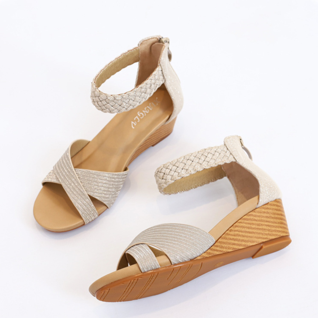 OCW Women Wedge Sandals Comfortable Arch-support Sparkling Glitter Summer Beach Elegant Design OCWShoes