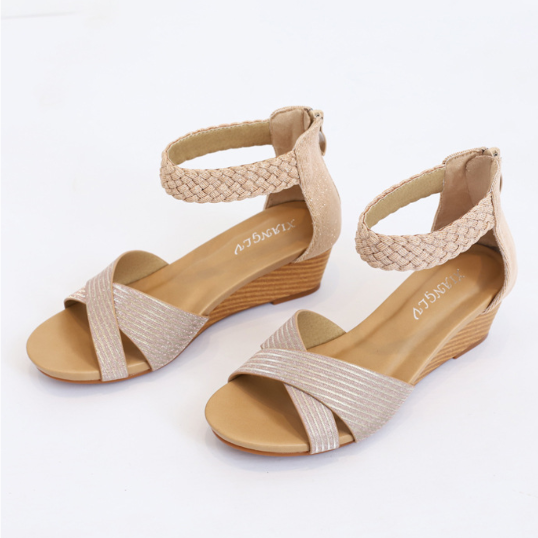 OCW Women Wedge Sandals Comfortable Arch-support Sparkling Glitter Summer Beach Elegant Design OCWShoes