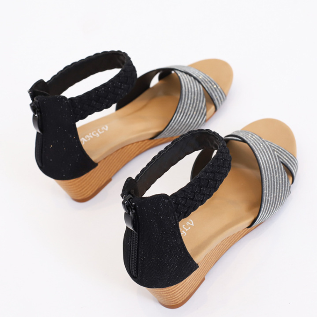 OCW Women Wedge Sandals Comfortable Arch-support Sparkling Glitter Summer Beach Elegant Design OCWShoes