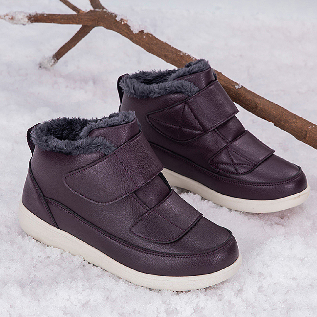 OCW Men Orthopedic Winter Boots Arch-support Warm Plush Water-resistant Front Velcro Cozy Walking