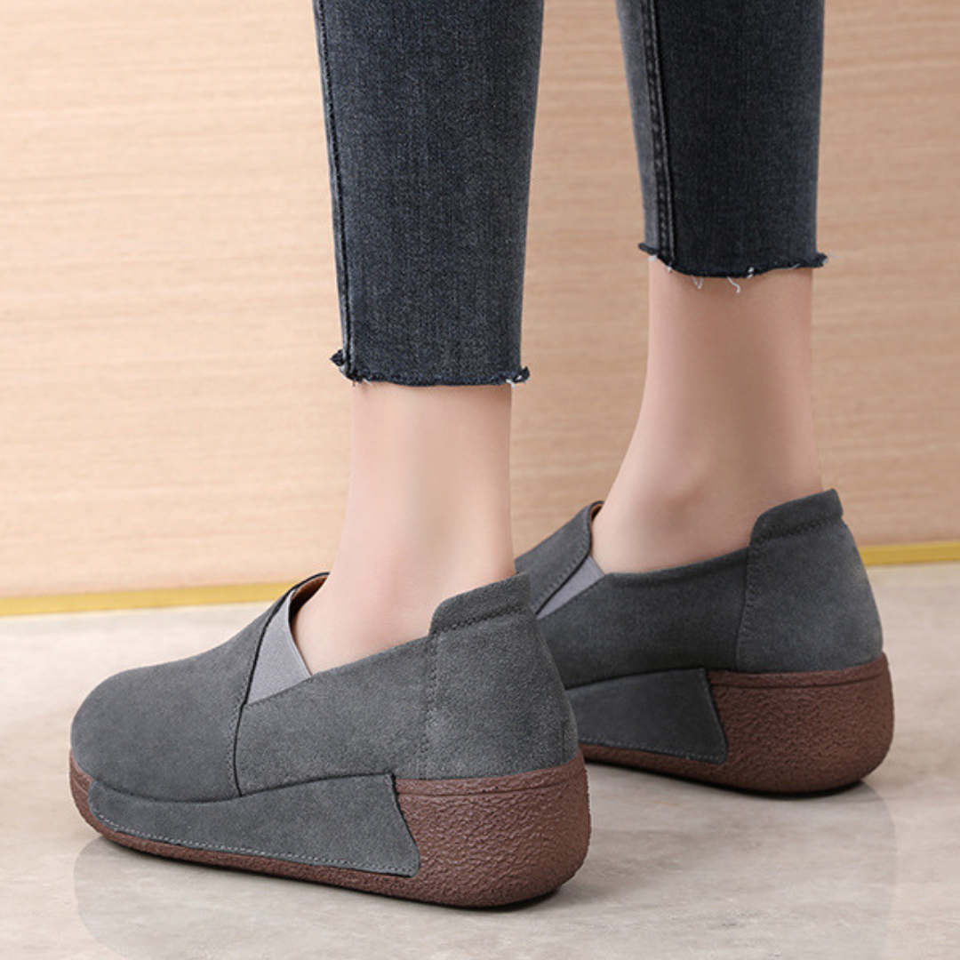 OCW Orthopedic Women Shoes Suede Leather Comfortable Wedge Loafers