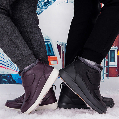 OCW Men Orthopedic Winter Boots Arch-support Warm Plush Water-resistant Front Velcro Cozy Walking