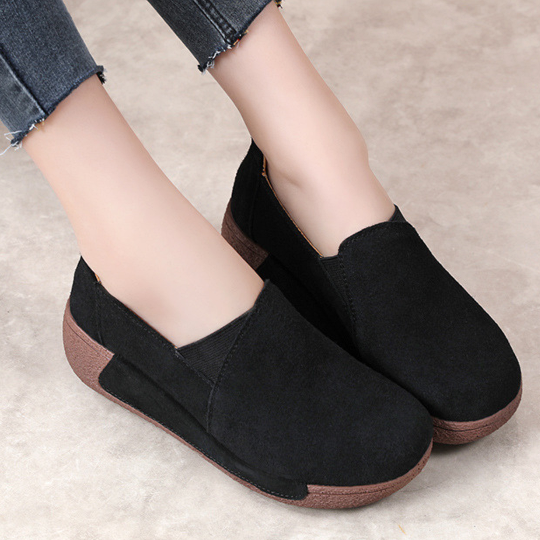 OCW Orthopedic Women Shoes Suede Leather Comfortable Wedge Loafers