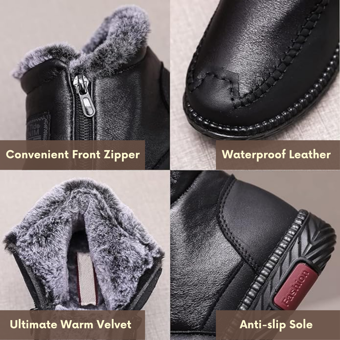 OCW Orthopedic Boots Soft Warm Waterproof Leather Velvet Winter