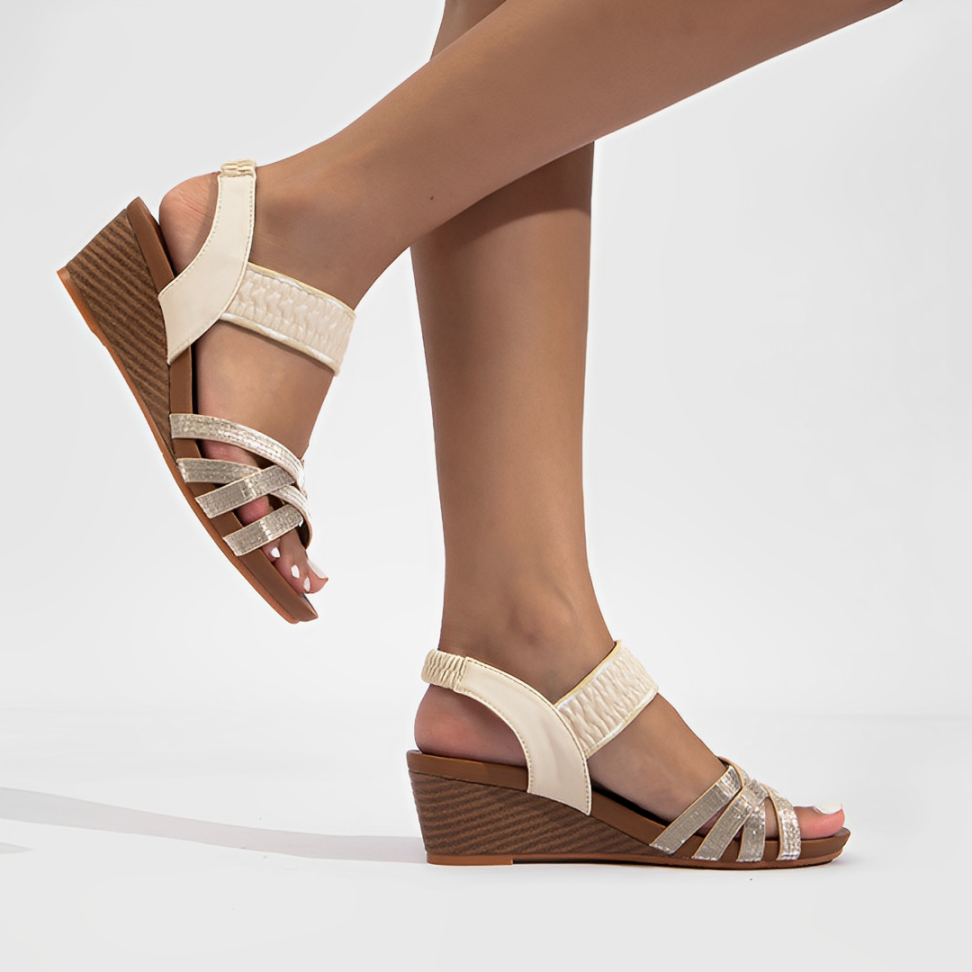 OCW Women Orthopedic Wedge Sandals Comfortable Arch-support Summer Beach Elastic Strap Gladiator Design