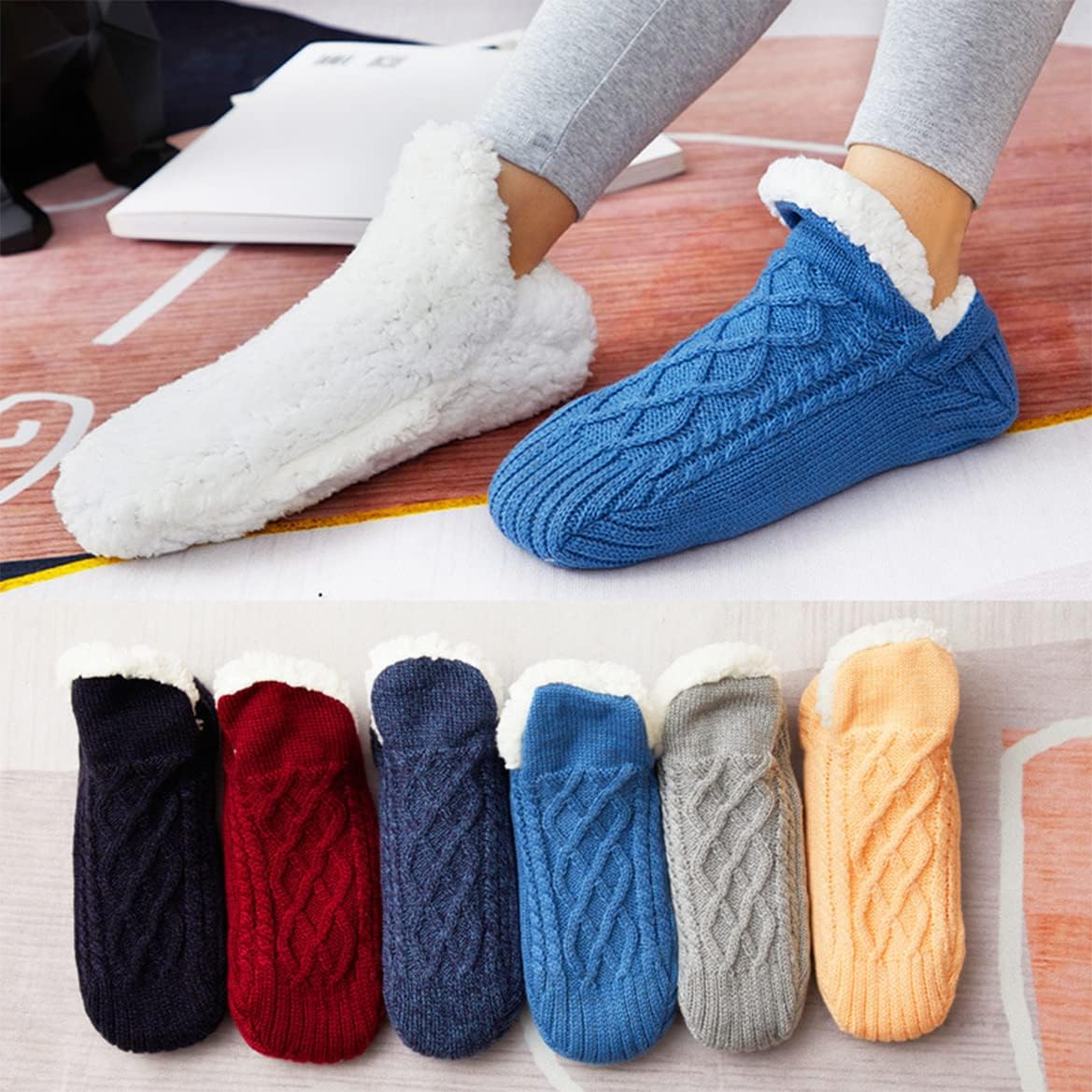 OCW Thermal Indoor Socks Warm Yarn Cotton Anti-Slip Socks