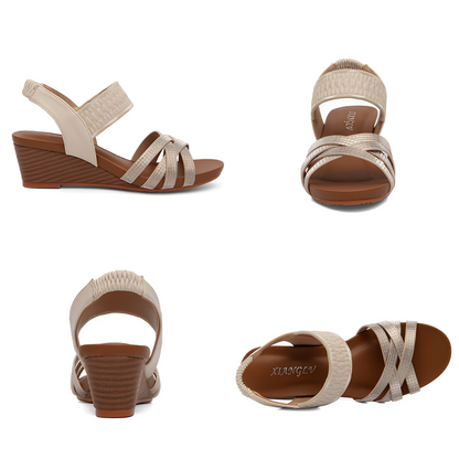 OCW Women Orthopedic Wedge Sandals Comfortable Arch-support Summer Beach Elastic Strap Gladiator Design