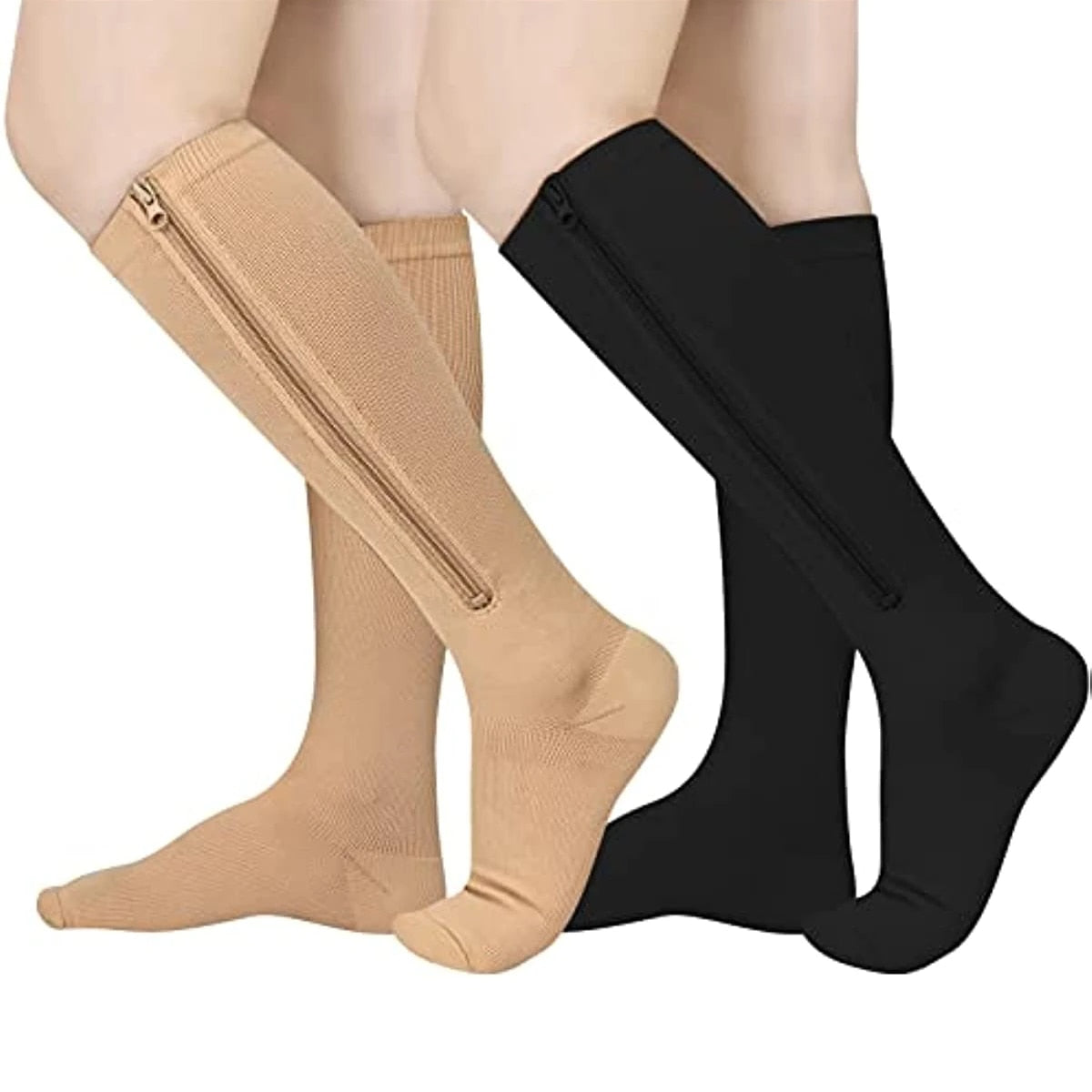 OCW Women Socks Breathable High Elasticity Closed Toe Zipper Compression Socks