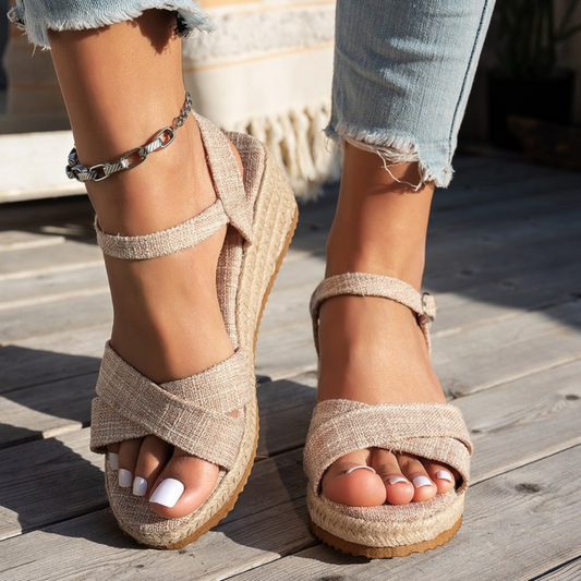 OCW Women Sandals Arch-support Comfortable Wedge Canvas Buckle New Summer Design