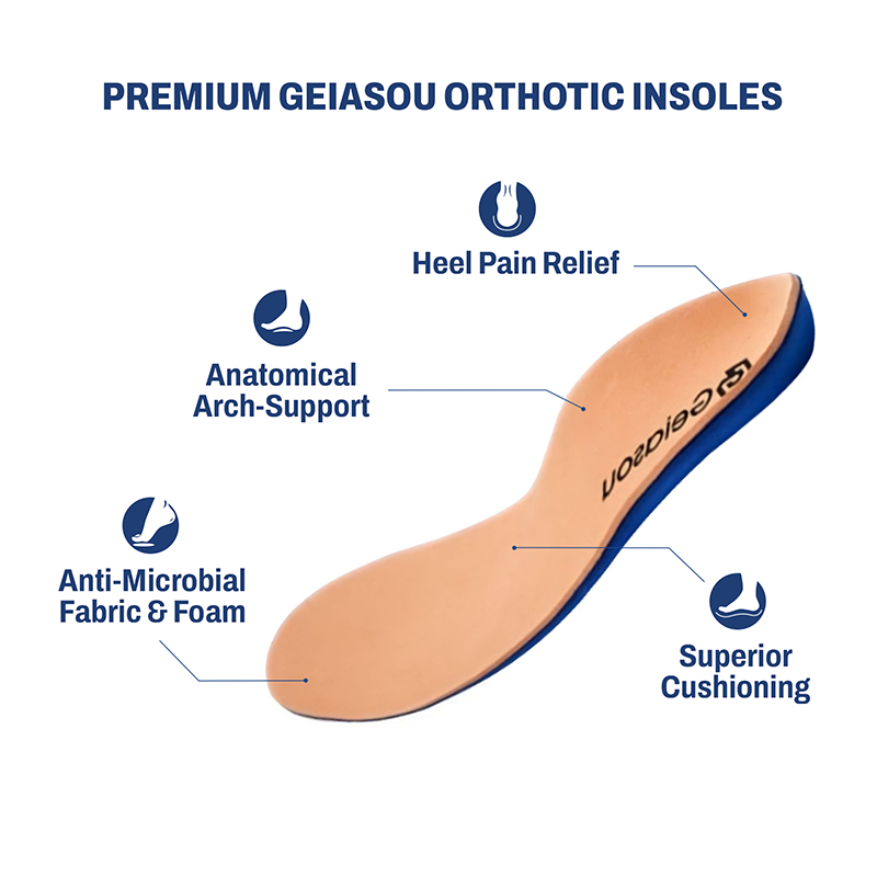 GEIASOU Orthopedic Insoles Foot Pain Relief Memory Foam Arch Support Soft Insoles