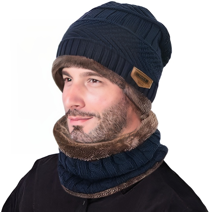 OCW Set Hat Scarf for Men and Women Neck Protection Outdoor Warm Fleece Liner Knit Winter