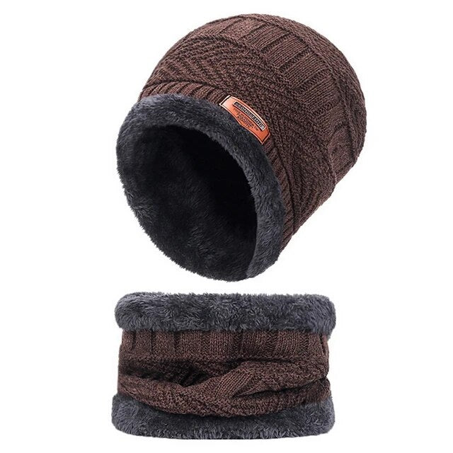 OCW Set Hat Scarf for Men and Women Neck Protection Outdoor Warm Fleece Liner Knit Winter