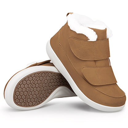 OCW Men Orthopedic Winter Boots Arch-support Warm Plush Water-resistant Front Velcro Cozy Walking