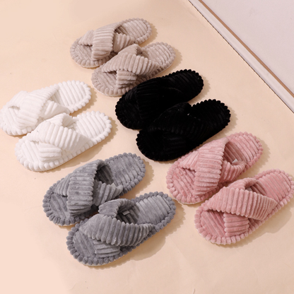 OCW Women Slippers Corduroy Comfortable Winter Fluffy Home Sandals Indoor Non-slip