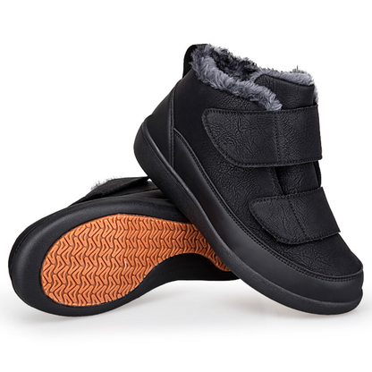 OCW Men Orthopedic Winter Boots Arch-support Warm Plush Water-resistant Front Velcro Cozy Walking