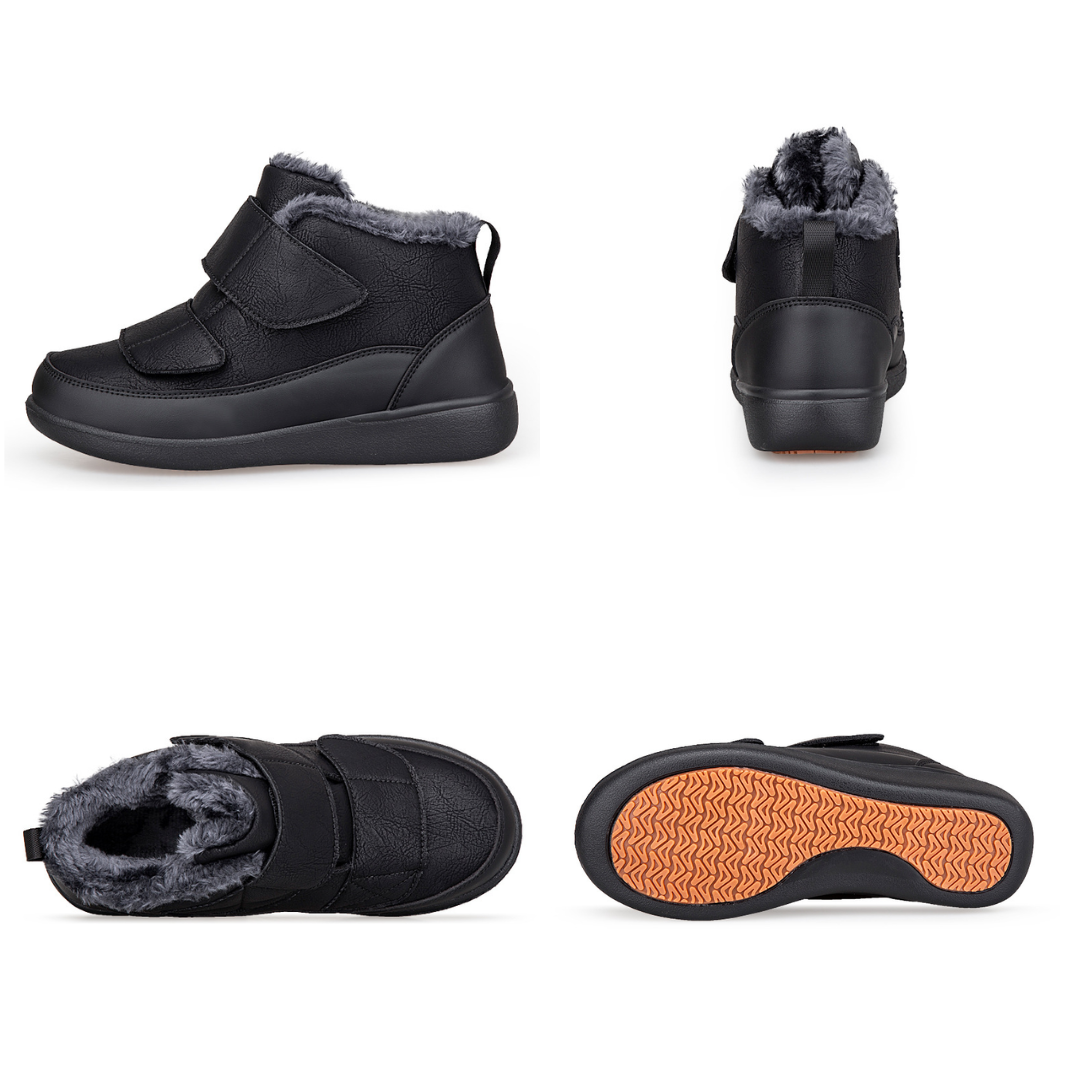 OCW Men Orthopedic Winter Boots Arch-support Warm Plush Water-resistant Front Velcro Cozy Walking