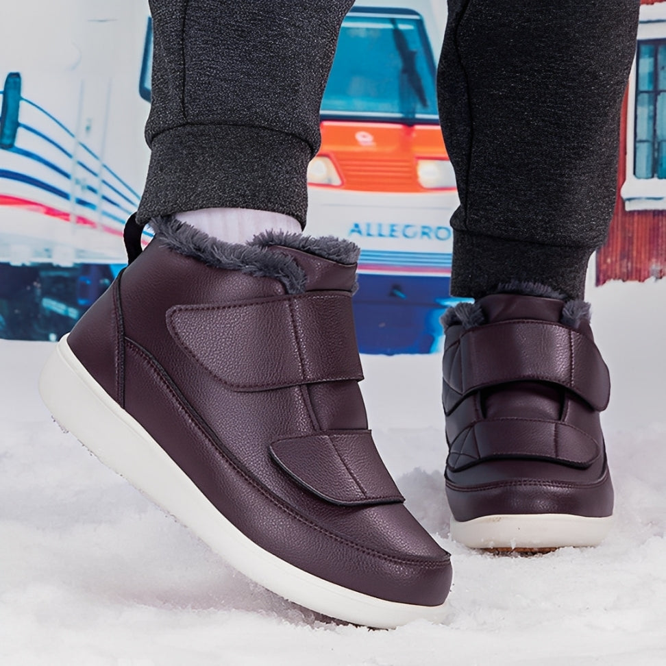 OCW Men Orthopedic Winter Boots Arch-support Warm Plush Water-resistant Front Velcro Cozy Walking