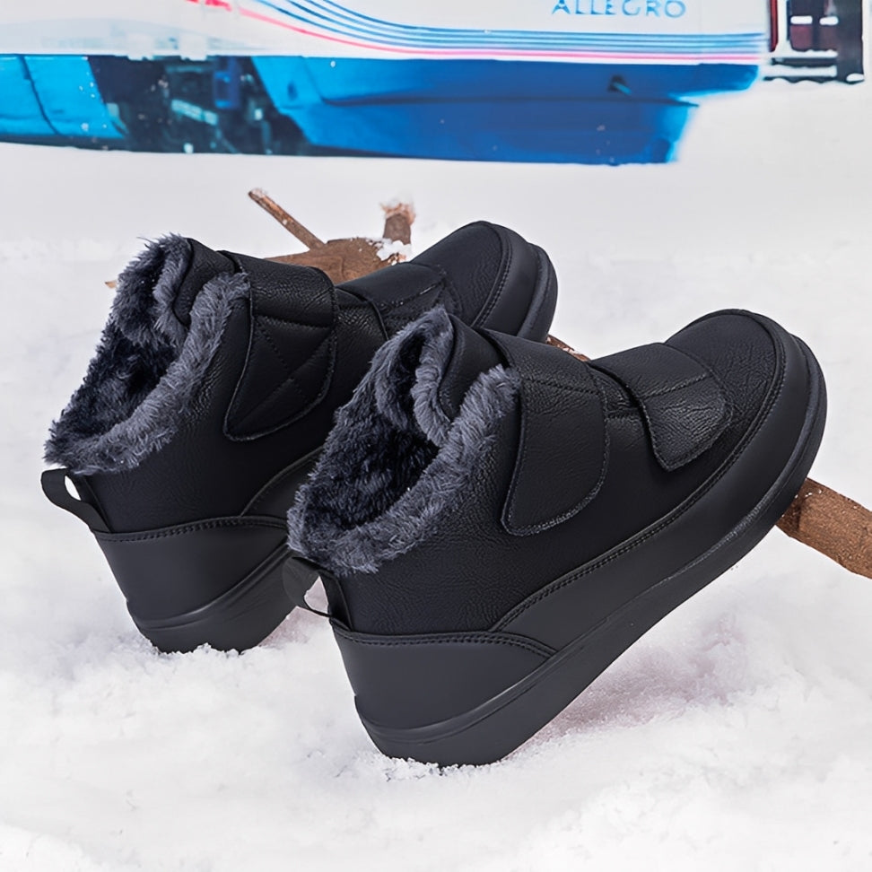 OCW Men Orthopedic Winter Boots Arch-support Warm Plush Water-resistant Front Velcro Cozy Walking