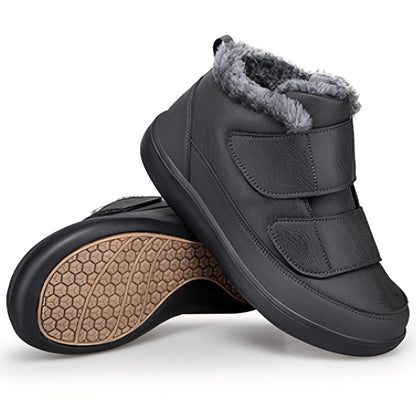 OCW Men Orthopedic Winter Boots Arch-support Warm Plush Water-resistant Front Velcro Cozy Walking