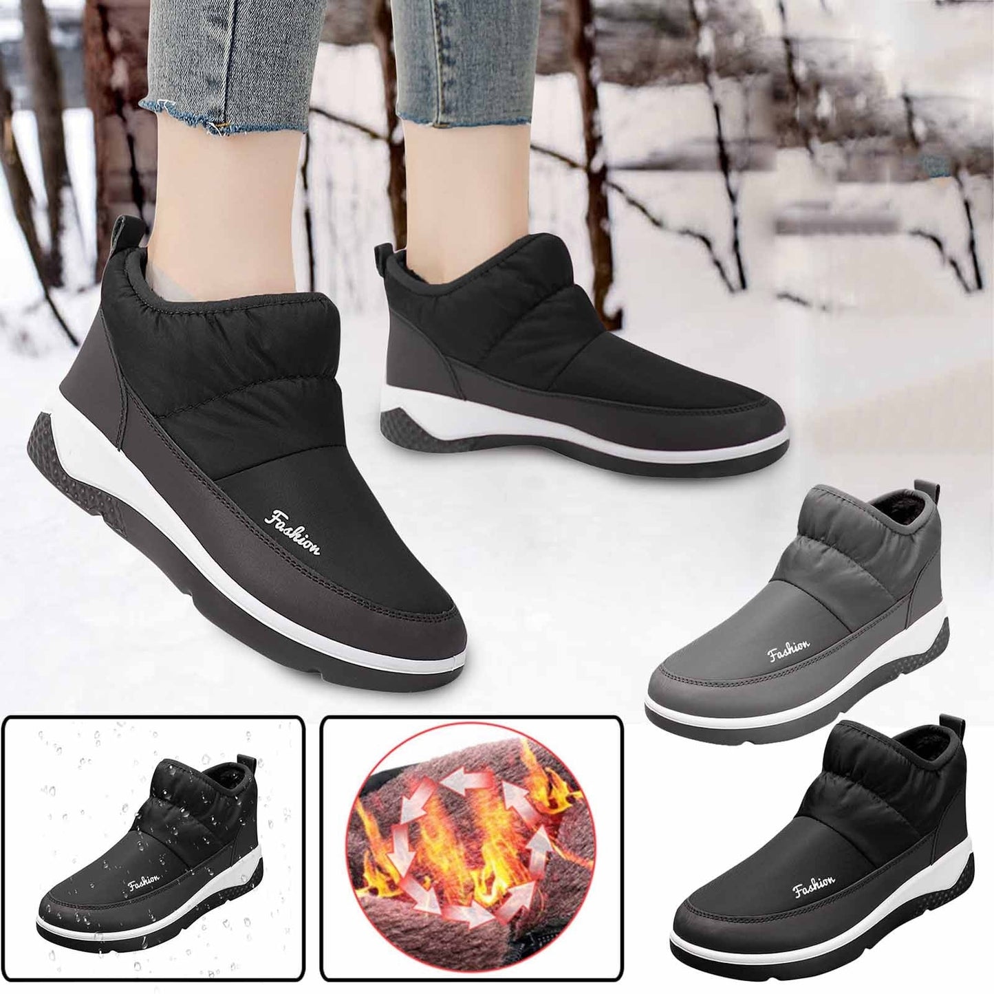 OCW Orthopedic Women Boots Arch Support Warm Waterproof Ankle Boots