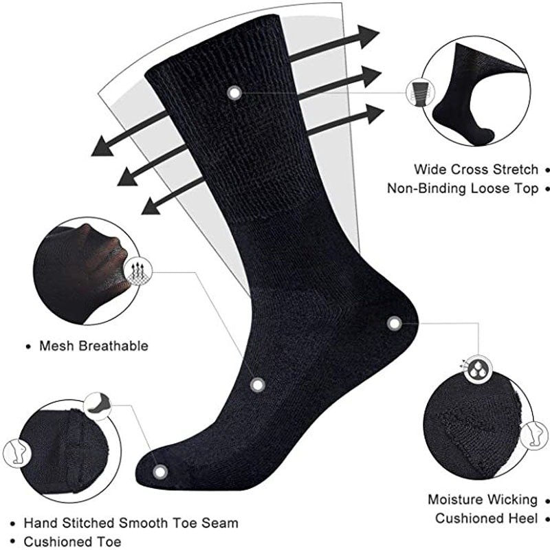 OCW Diabetic Socks Breathable Elastic Nonslip Cotton Comfort Socks For Swelling Feet