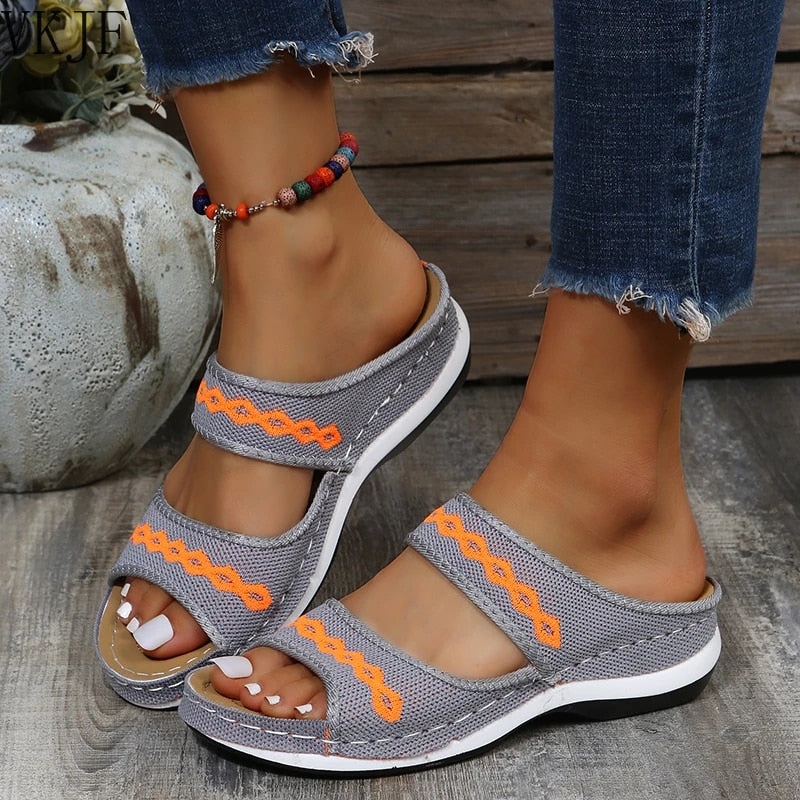 OCW Orthopedic Women Sandal Arch Support Breathable Soft Non Slip Weave Open Toe Sandal