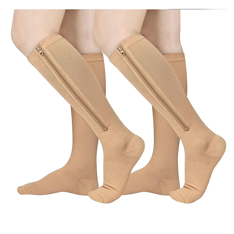 OCW Women Socks Breathable High Elasticity Closed Toe Zipper Compression Socks