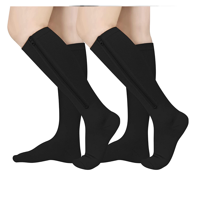 OCW Women Socks Breathable High Elasticity Closed Toe Zipper Compression Socks