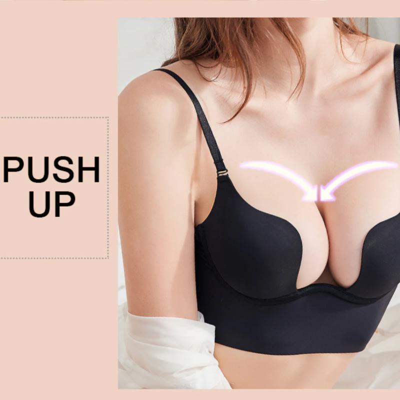 OCW Push Up Bras Seamless Deep U Lingerie Plunge Bra