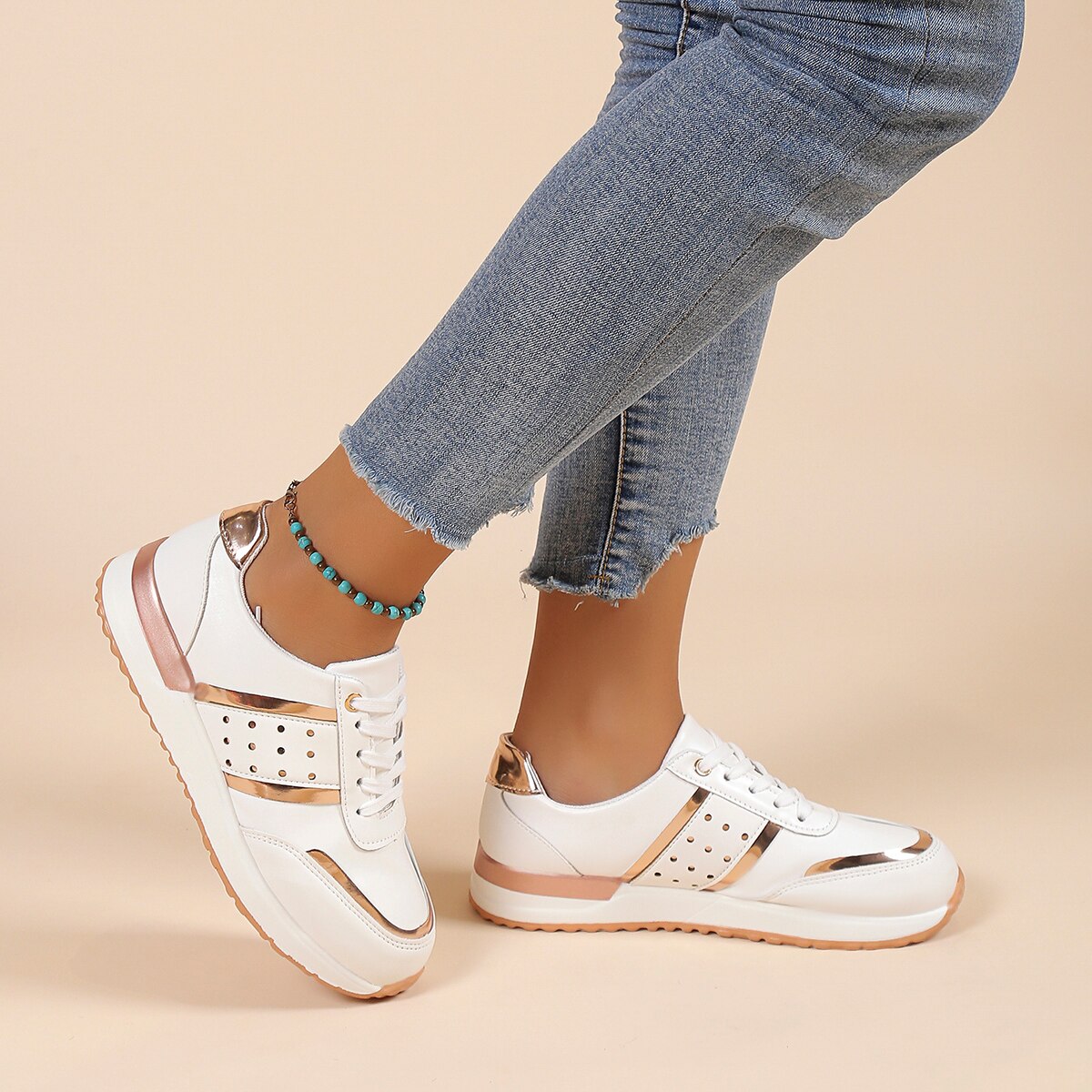 OCW Orthopedic Women Shoes Leather Breathable Comfy Summer Platform Sneakers