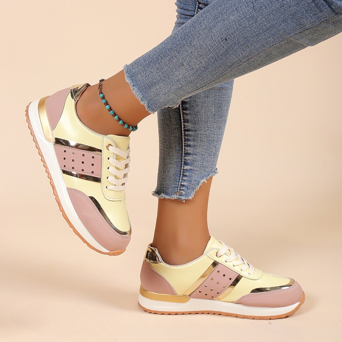 OCW Orthopedic Women Shoes Leather Breathable Comfy Summer Platform Sneakers